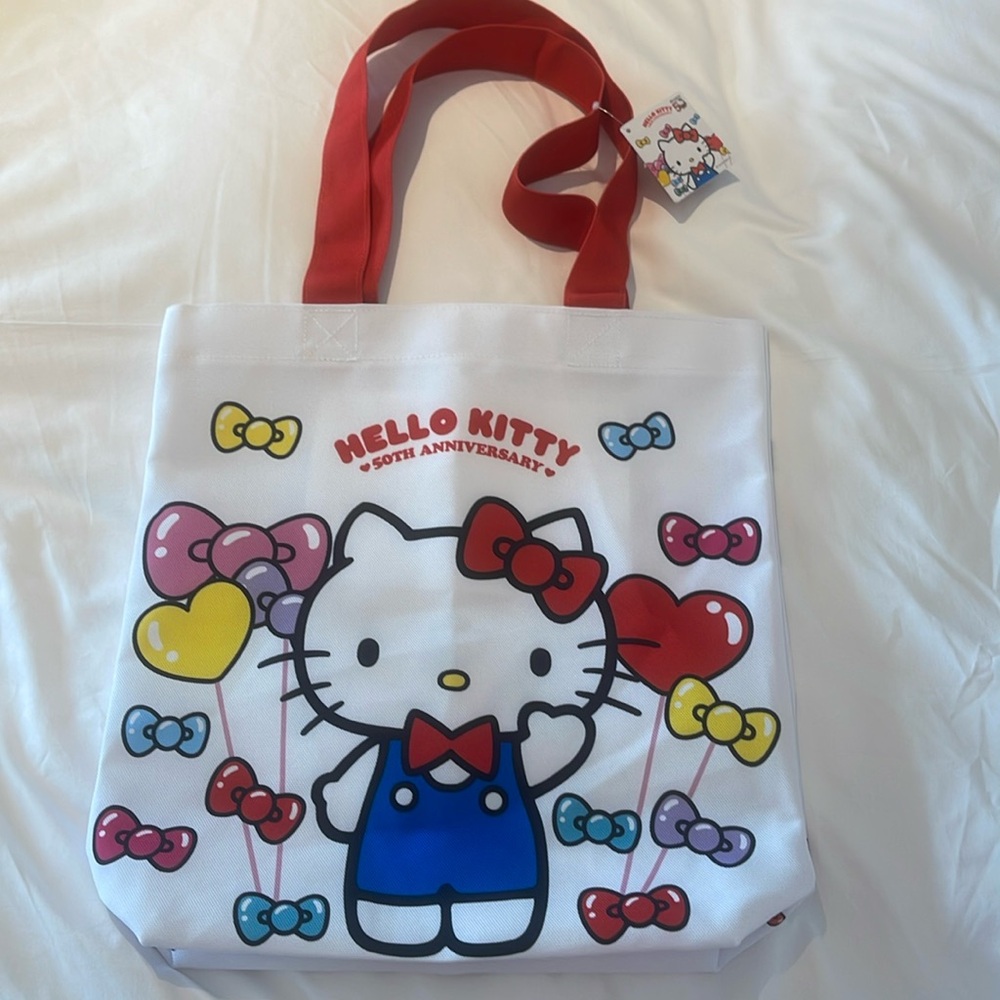 Hello kitty 50th anniversary canvas tote bag